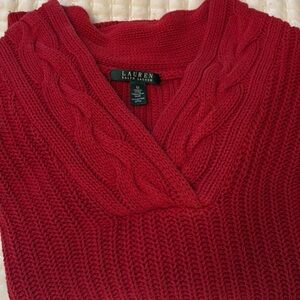 Ralph Lauren Women's V-Neck Sweater in Rich Red